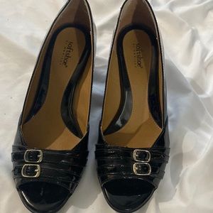 Black open toe heels